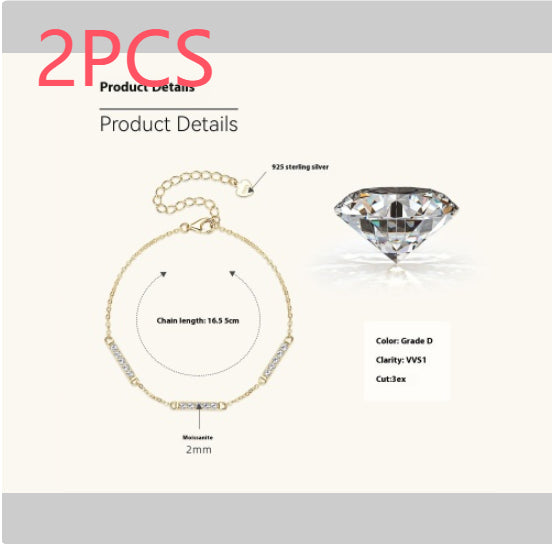 Women's Sterling Silver Simple Moissanite Bracelet