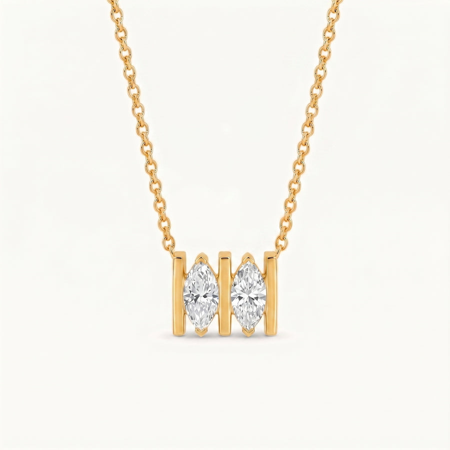 White Diamond Single Or Double-stone Heart-shaped Marquise Necklace
