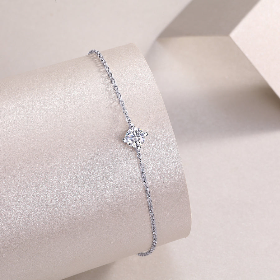 Cross-linked Bracelet - Set With Top-quality Moissanite, A Luxurious And Fashionable Light Luxury Jewelry Silver Bracelet, S925 Silver-plated Platinum