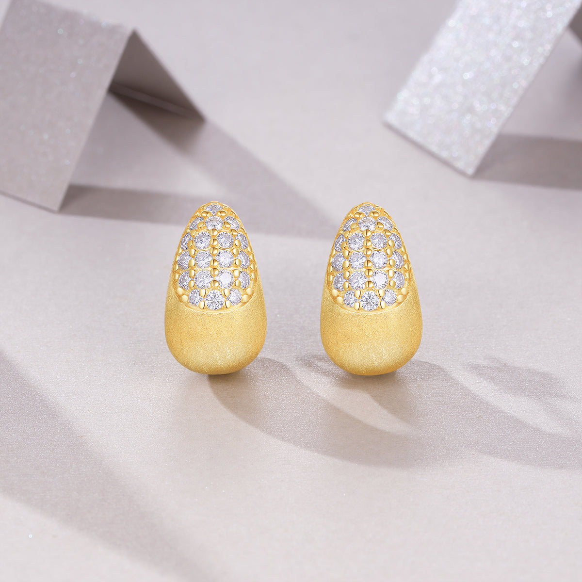 Evania Pave Teardrop Studs