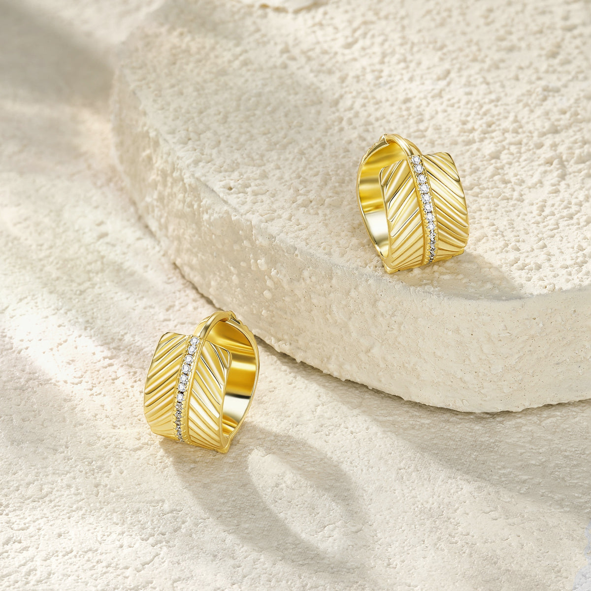 Soleia Feather Huggie Hoops
