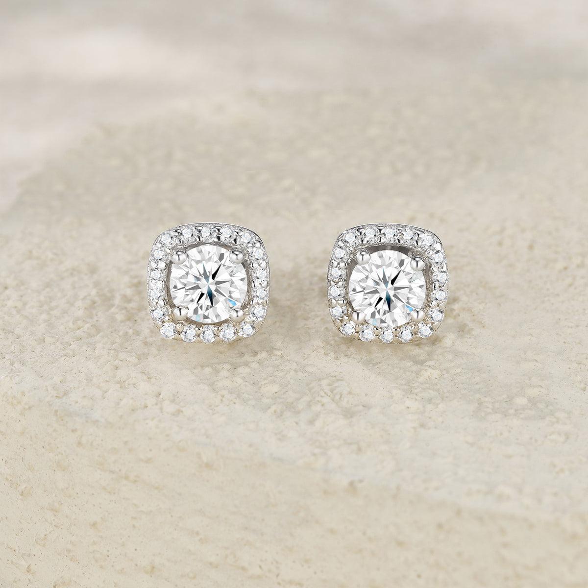 Elara 3CT Cushion Halo Studs