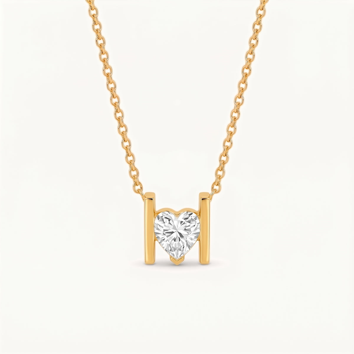 White Diamond Single Or Double-stone Heart-shaped Marquise Necklace
