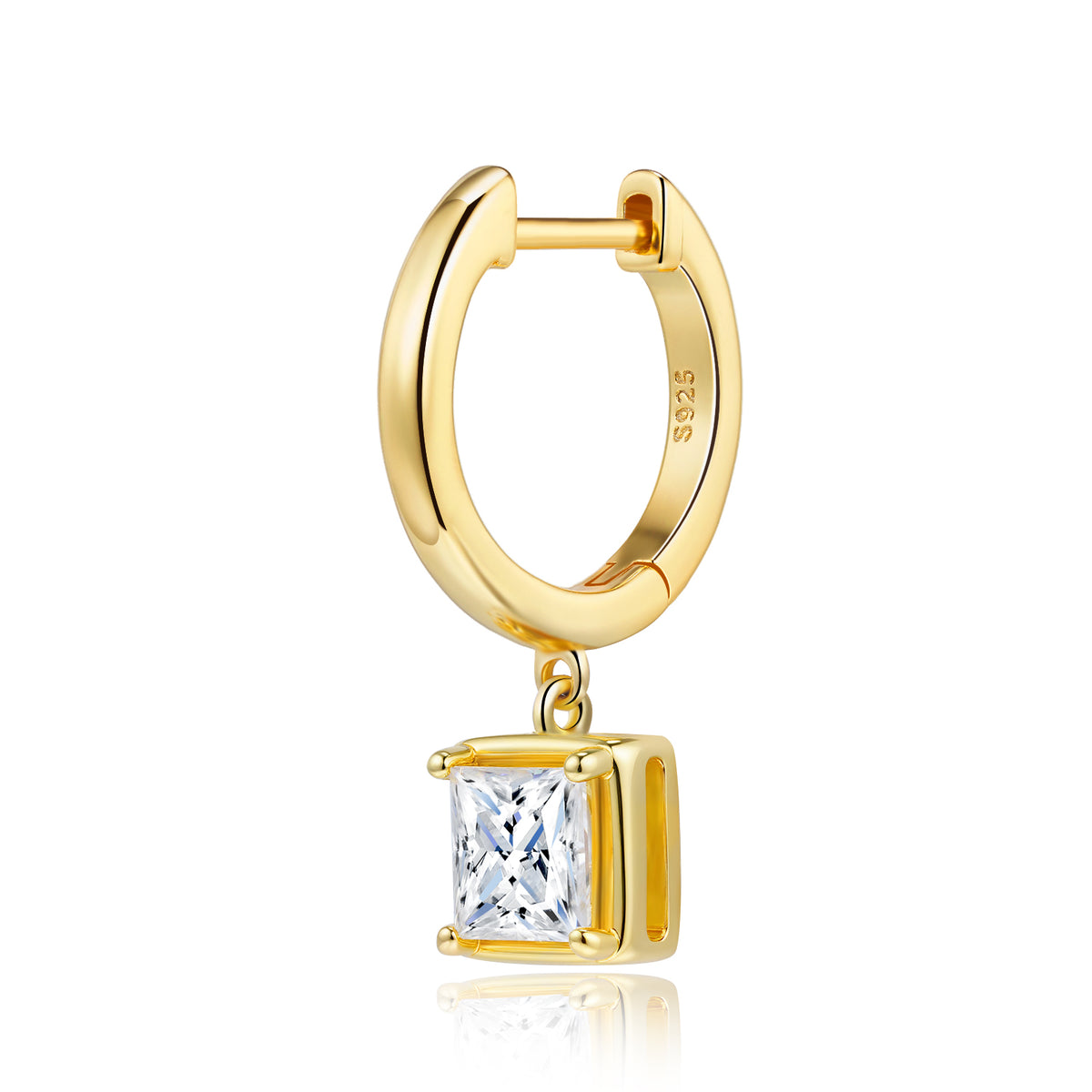 Lunara Square Gem Drop Hoops