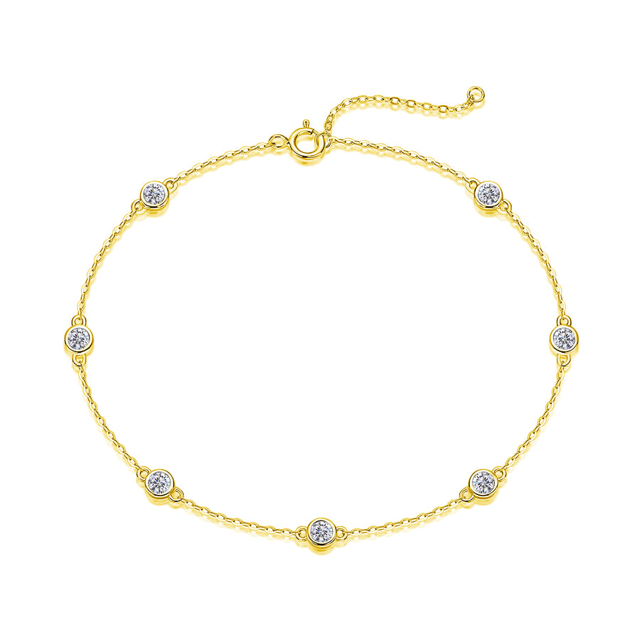 Dynamic Bubble - A Fashionable And Light Luxury Jewelry Silver Bracelet And Bracelet Set With Top-quality Moissanite, S925 Silver Electroplated Platinum