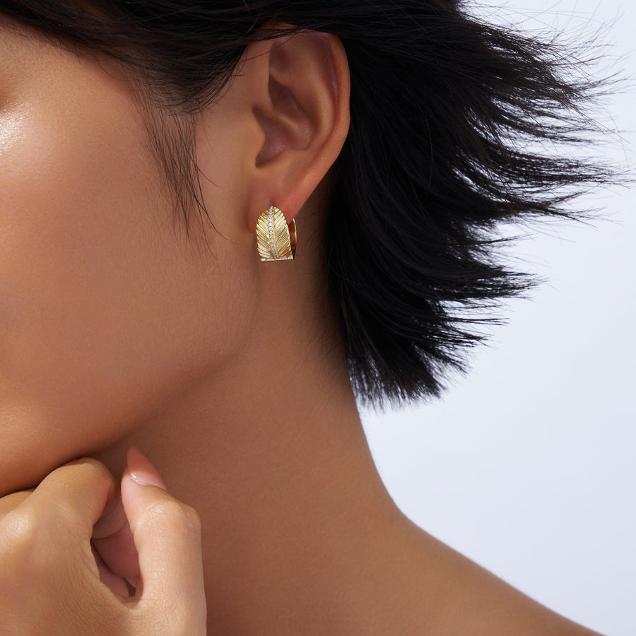 Soleia Feather Huggie Hoops