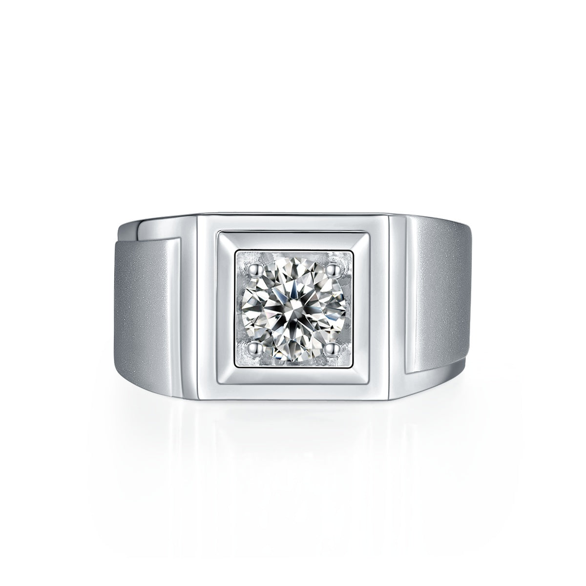 Men's 1-carat Luxury And Fashionable Light Luxury Jewelry Silver Ring Set With Top-quality Moissanite, S925 Silver-plated Platinum