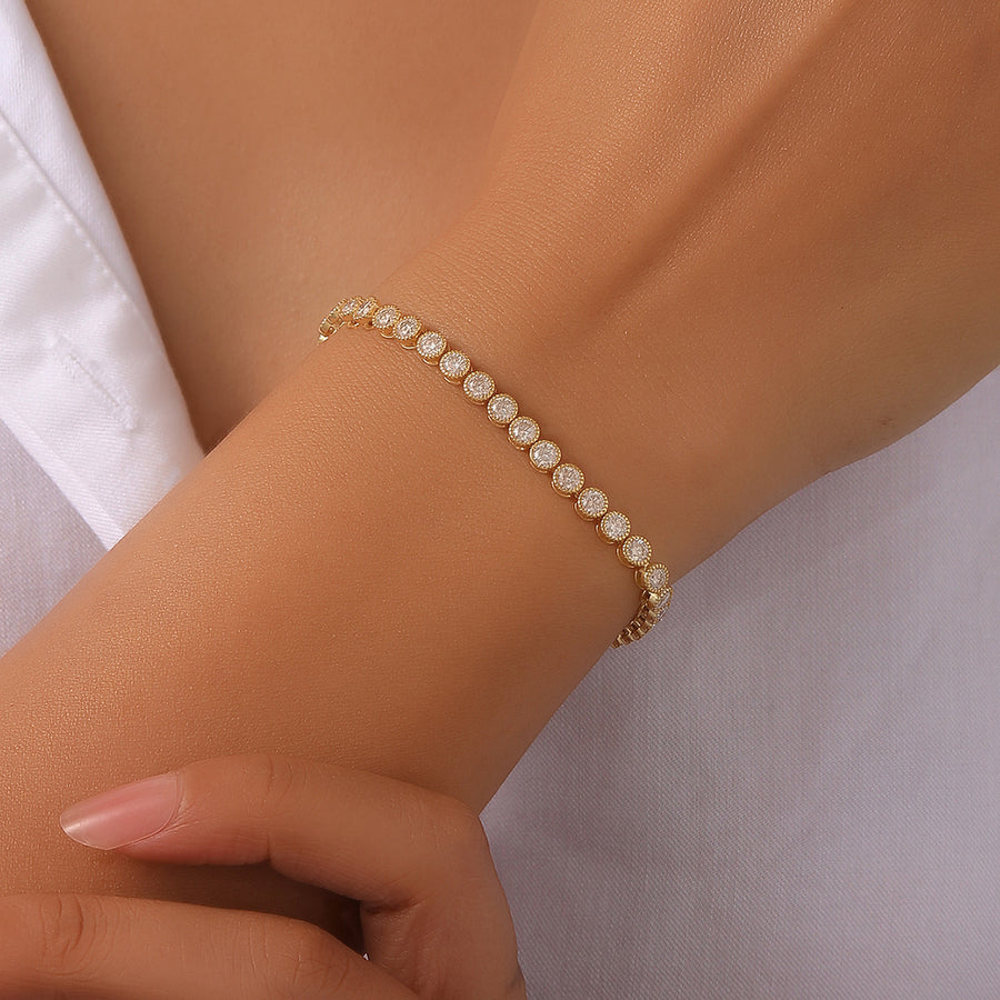 S925 Silver Gold Plated 45pcs 3mm Bezel Moissanite Bracelet 19cm D Color VVS1 GRA Certified Gift Box