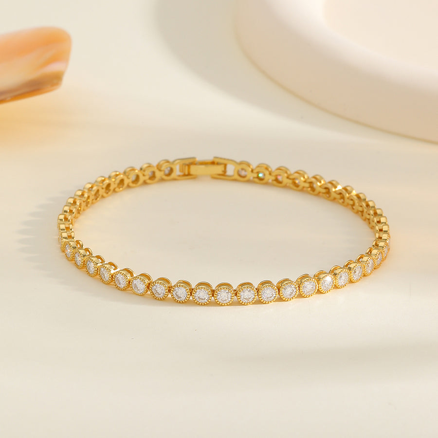 S925 Silver Gold Plated 45pcs 3mm Bezel Moissanite Bracelet 19cm D Color VVS1 GRA Certified Gift Box