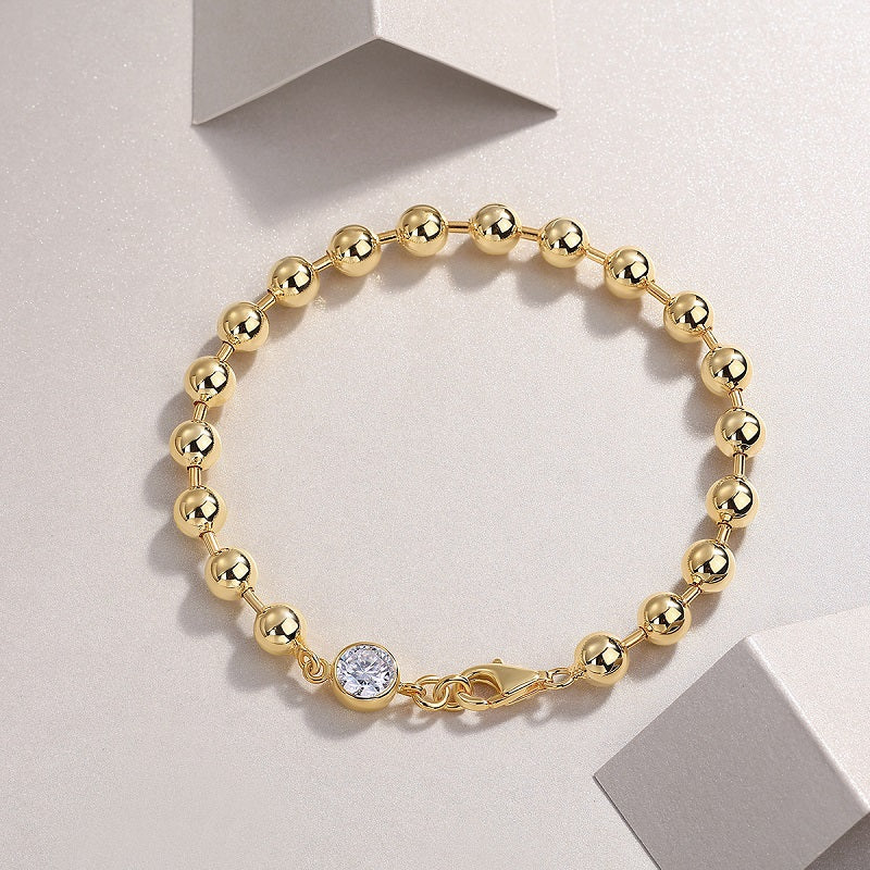 1-carat Luxury And Fashionable Light Luxury Trend Jewelry Silver Bracelet Set With Top-quality Moissanite, S925 Silver Electroplated With Gold