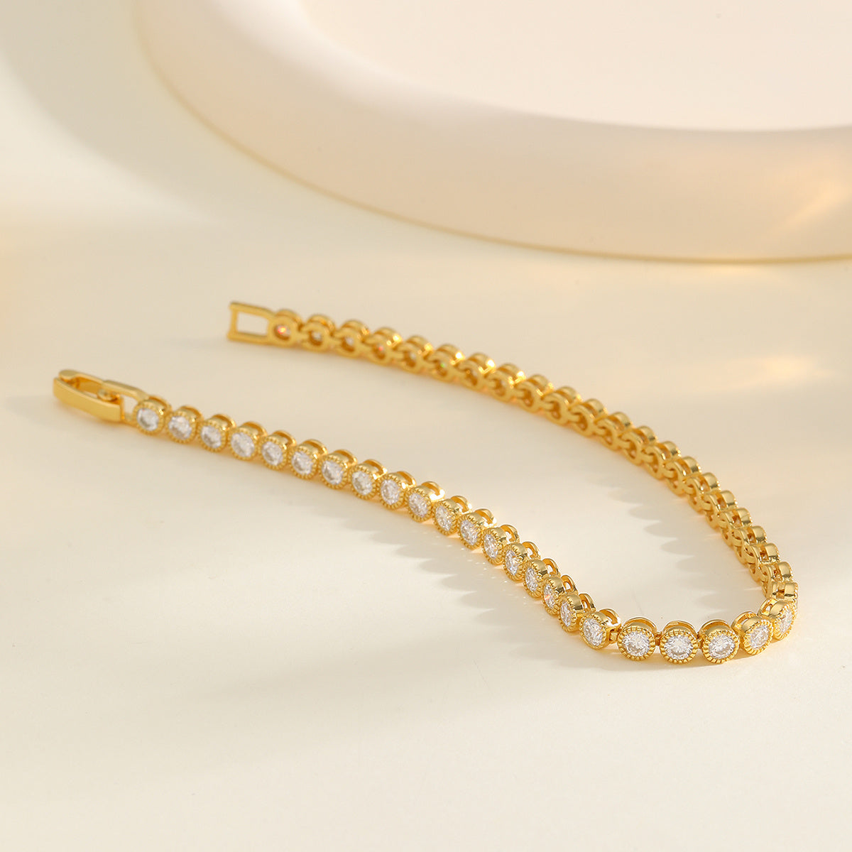 S925 Silver Gold Plated 45pcs 3mm Bezel Moissanite Bracelet 19cm D Color VVS1 GRA Certified Gift Box