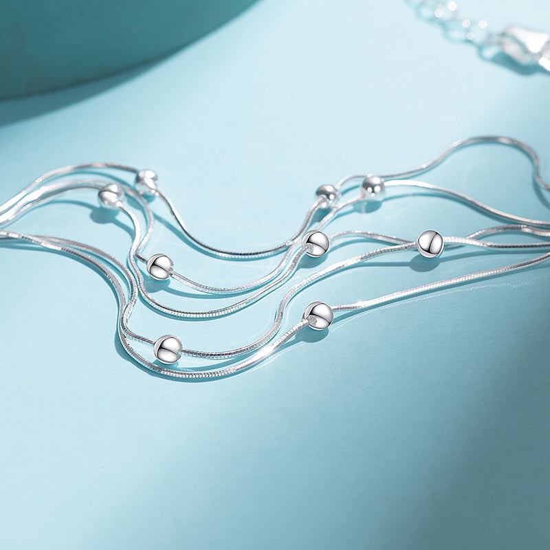 1pc 999 Sterling Silver Multi-Layer Snake Chain Bracelet, Delicate Style, Perfect For Daily Wear And Valentine's Gift