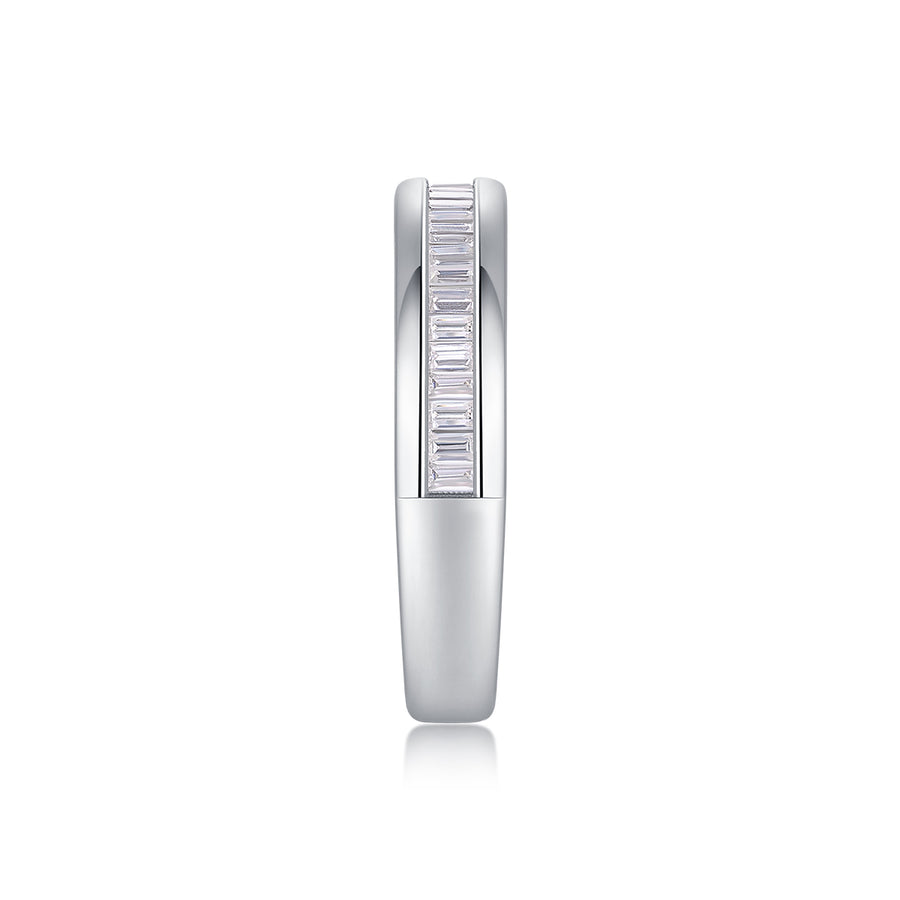 The Beauty Of Overlap - A Wedding Ring Set With Top-quality Square Moissanite S925 Silver And Platinum-plated Diamond Can Be Inspected With A Diamond Pen