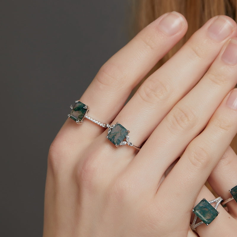Women's Fashion Simple Geometric Agate Ring
