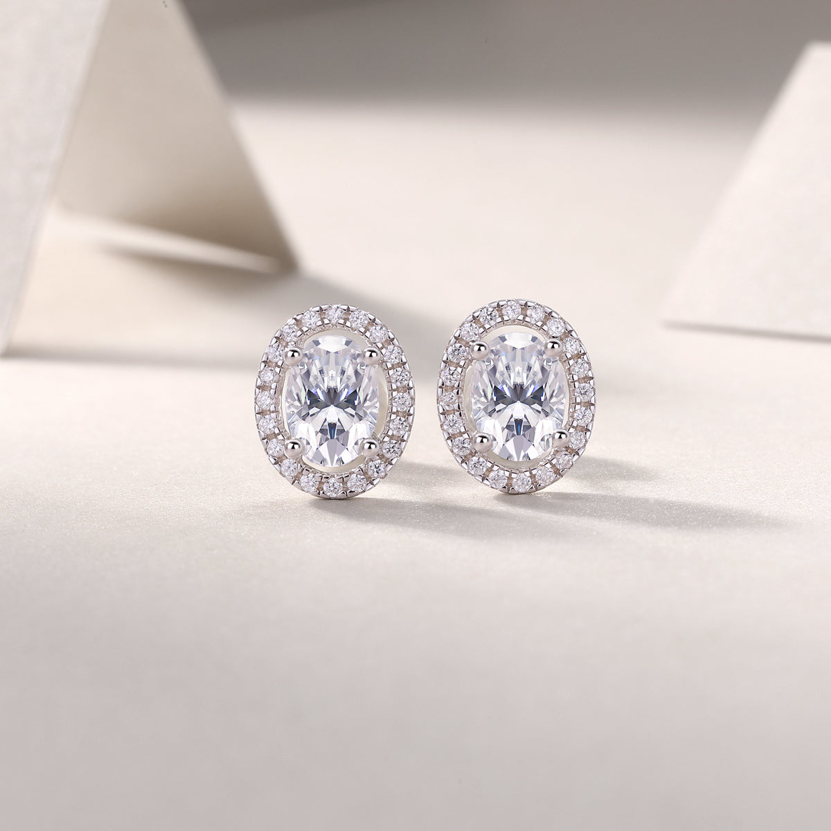 Selene Oval Halo Studs