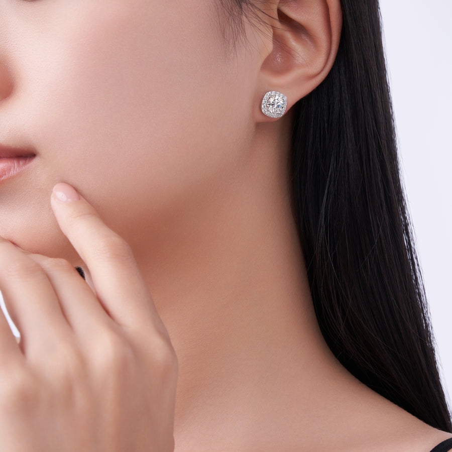 Elara 3CT Cushion Halo Studs