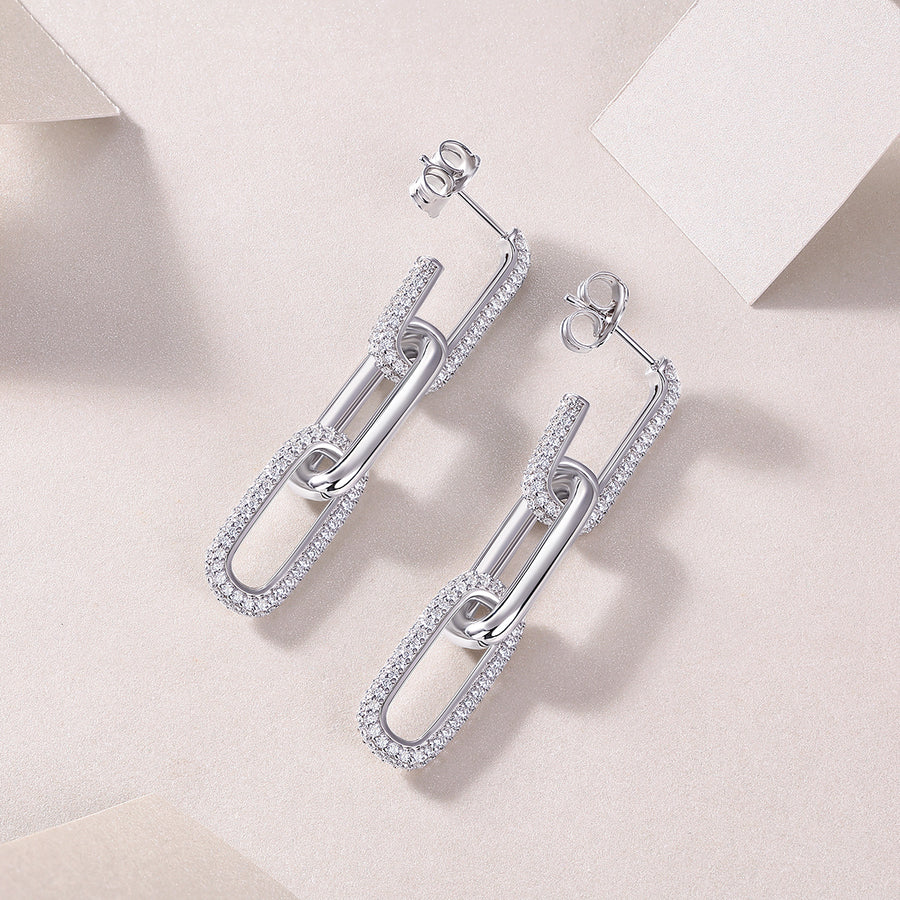 Vera Moissanite Chain Drop Earrings