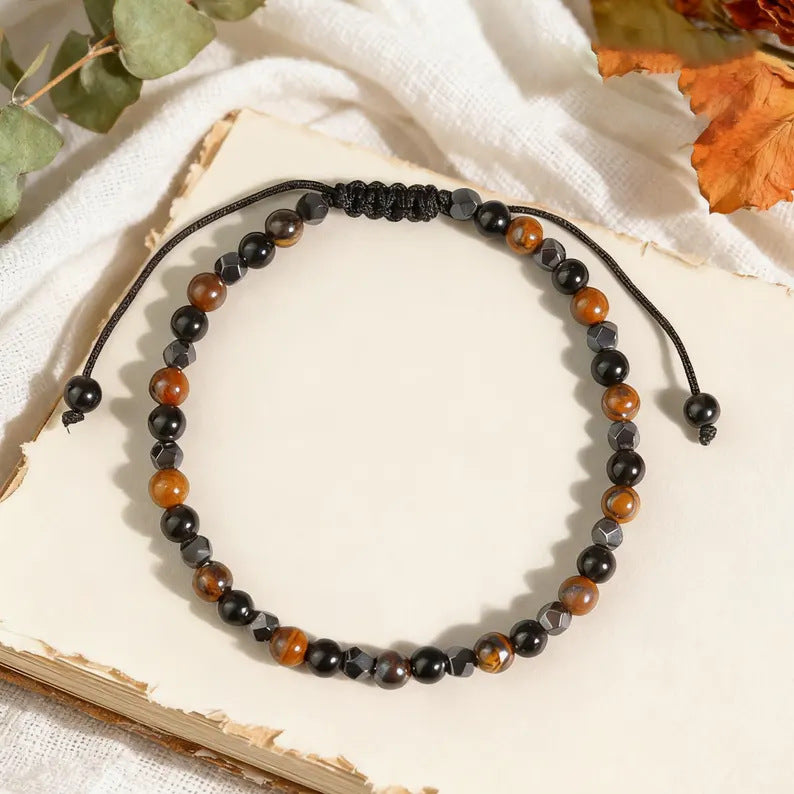 Woven Rope Double-Strand Natural Tigers Eye Bracelet