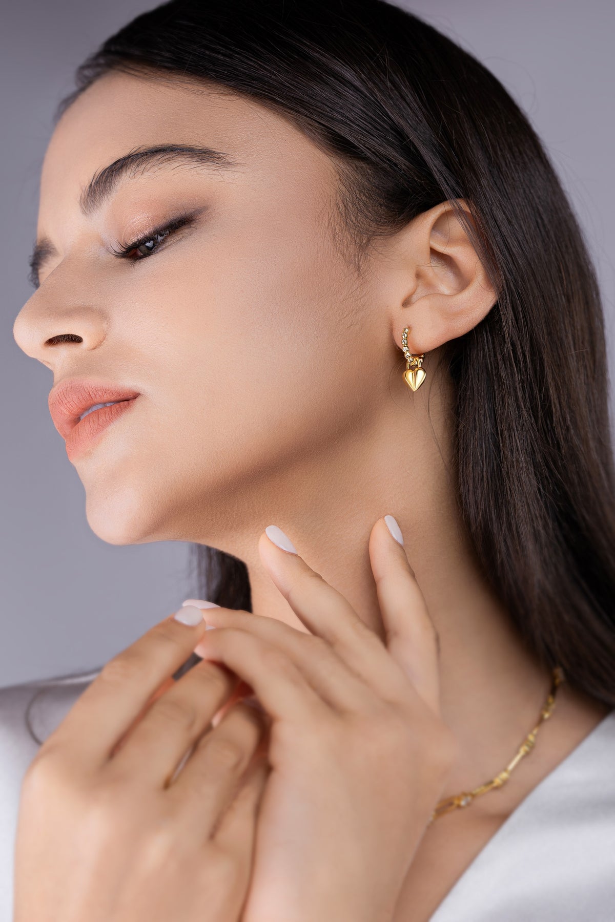 Amora Heart Drop Hoops