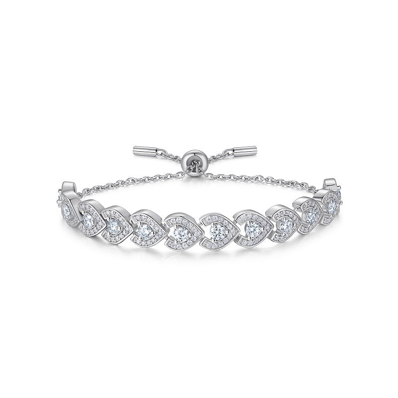 Set With Top-quality Moissanite, This Luxurious And Fashionable Light Luxury Trend Jewelry Silver Bracelet Is Made Of S925 Silver Electroplated With Platinum