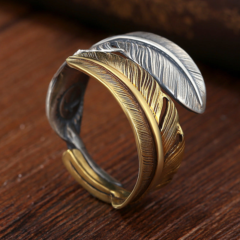 Women's Vintage Fashion Silver Feather Shape Ring