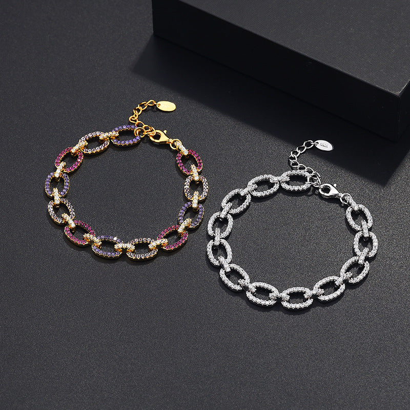 Sterling Silver Rainbow Diamond Gold Vintage Delicate Bracelet