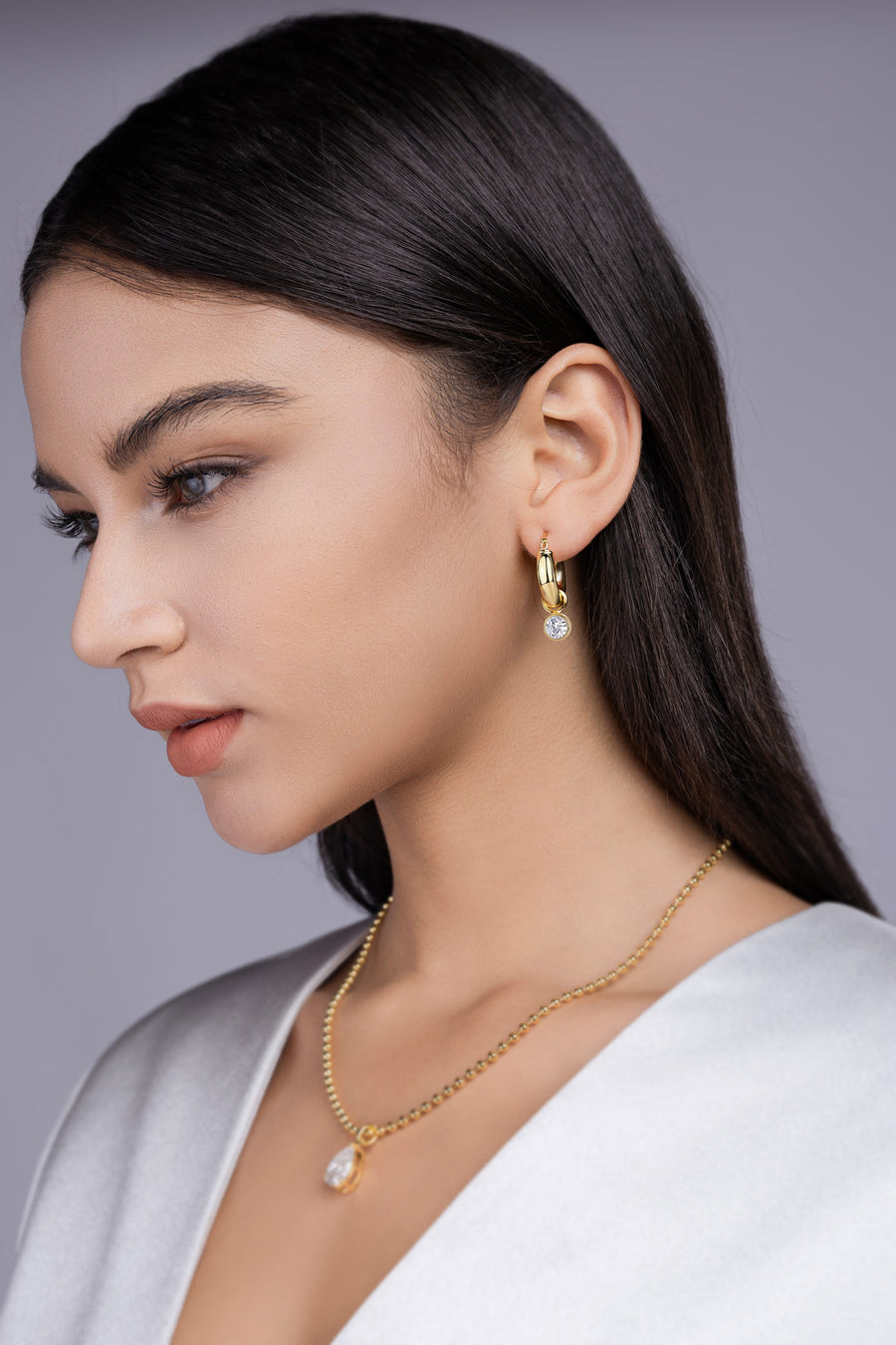 Solenne 1CT Bezel Drop Earrings