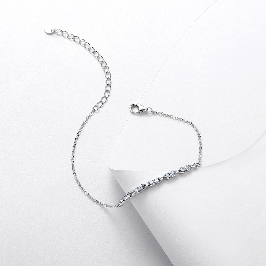 S925 Sterling Silver Infinity Bracelet, D-VVS1 Moissanite Adjustable  Chain, Platinum Plated 2g Fine Women's Jewelry Gift Box