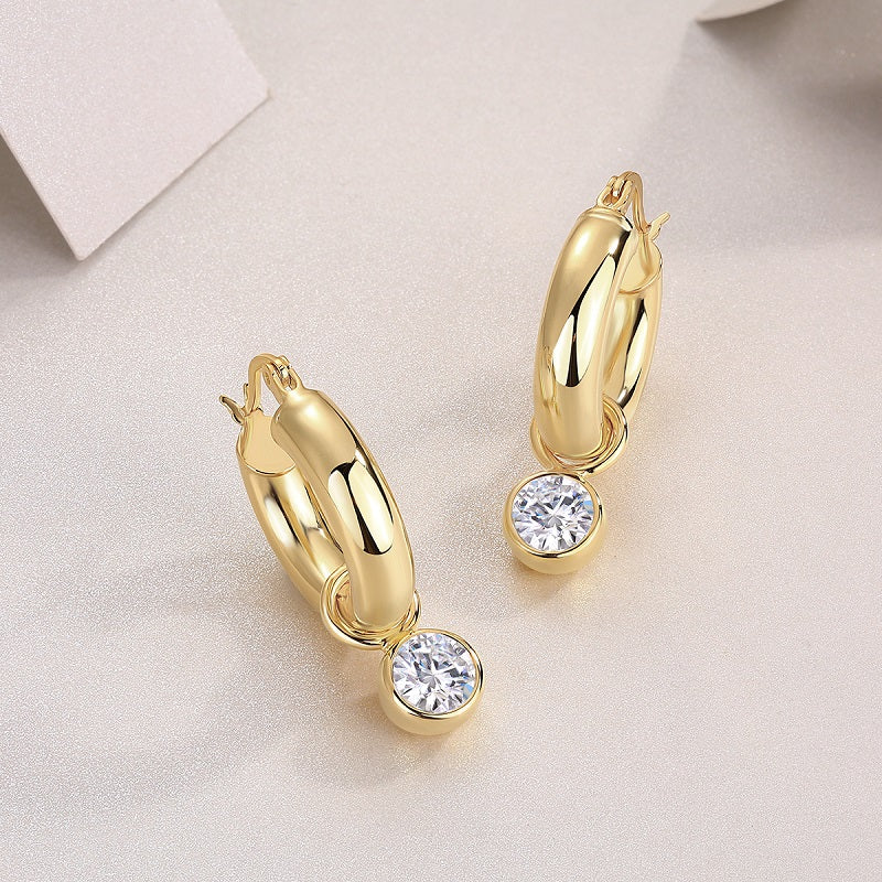 Solenne 1CT Bezel Drop Earrings