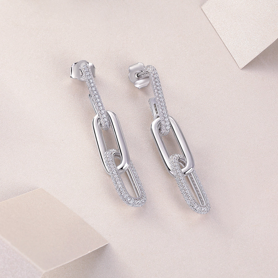 Vera Moissanite Chain Drop Earrings