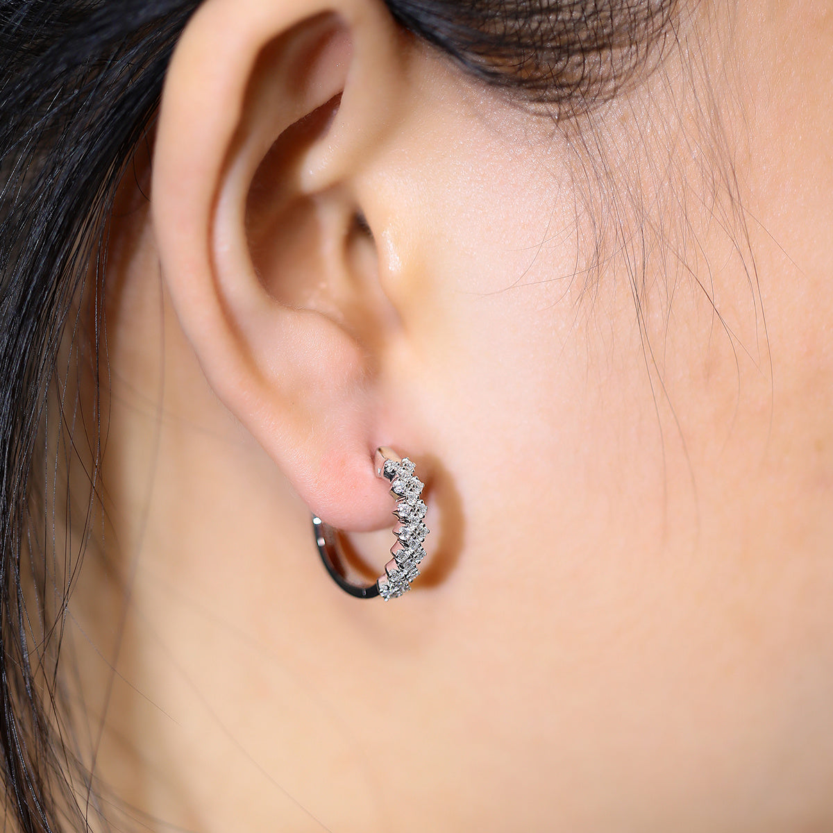 Mira Wave Pave Huggie Hoops