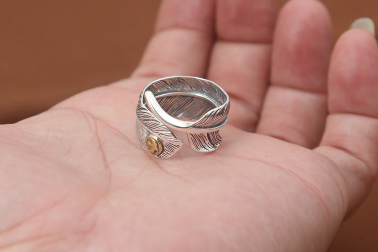 Vintage Thai Silver  Men's Takahashi Goro Flying Eagle Feather Ring