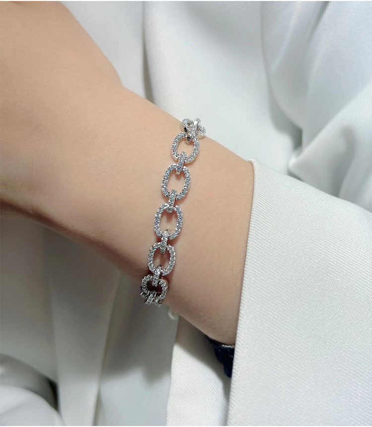 Sterling Silver Rainbow Diamond Gold Vintage Delicate Bracelet